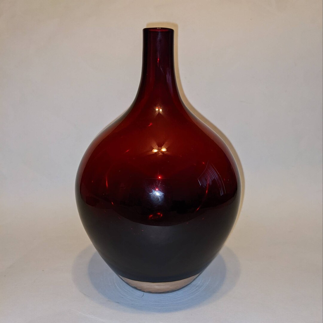 Vintage Ruby Red Glass Single Stem Vase - Etsy