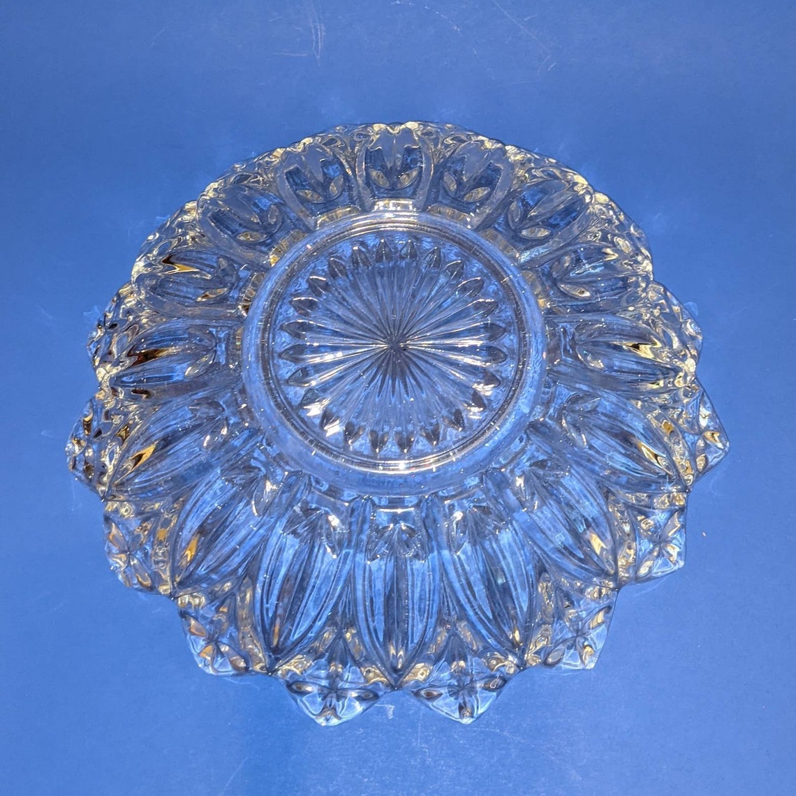 Bowl Large Dessert Federal Glass Petal Pattern Iridescent Etsy