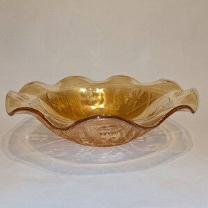 Jeanette Glass Iris and Herringbone pattern Bowl
