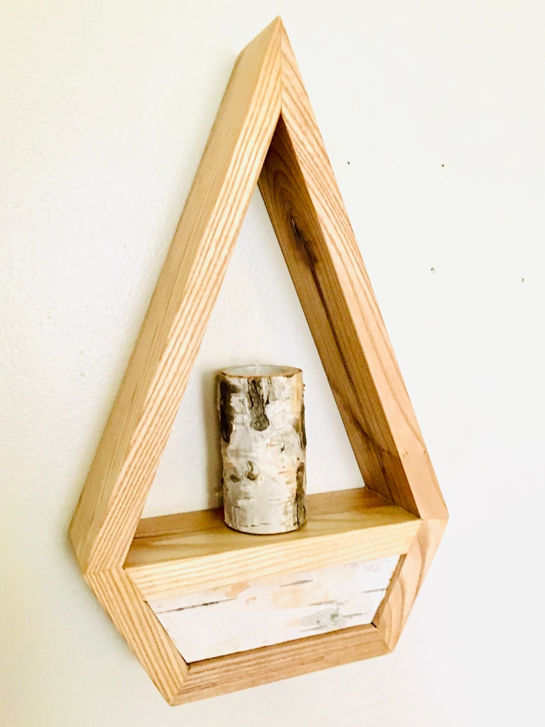 Handmade Wooden Diamond Shelf Geometric hanging shelf made Etsy