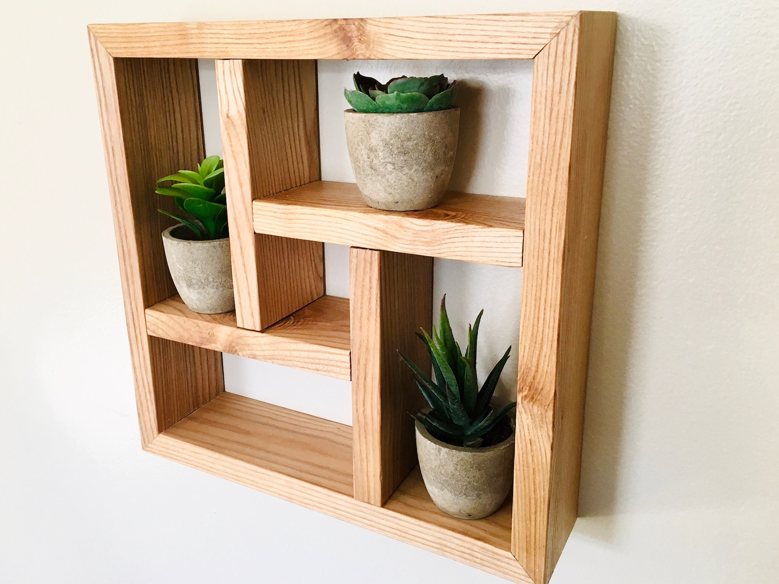 Handmade Square Wooden Shelf Geometric hanging shelf made of Etsy