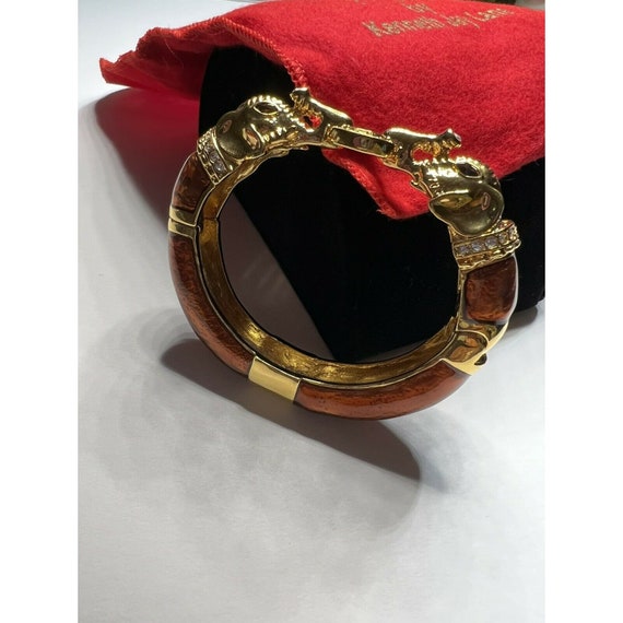 Kenneth Jay Lane signed elephant clamper bracelet - image 2