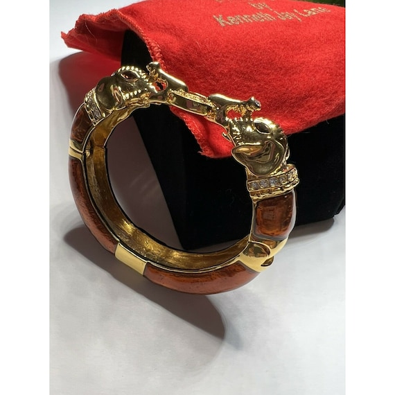 Kenneth Jay Lane signed elephant clamper bracelet - image 1