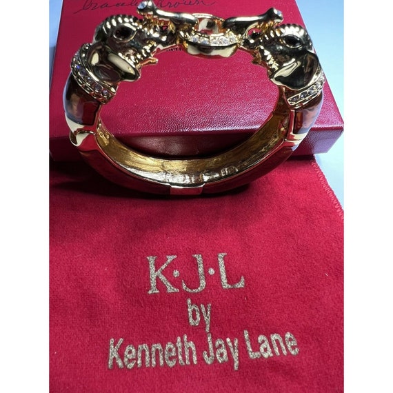 Kenneth Jay Lane signed elephant clamper bracelet - image 7
