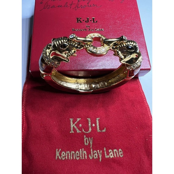 Kenneth Jay Lane signed elephant clamper bracelet - image 6