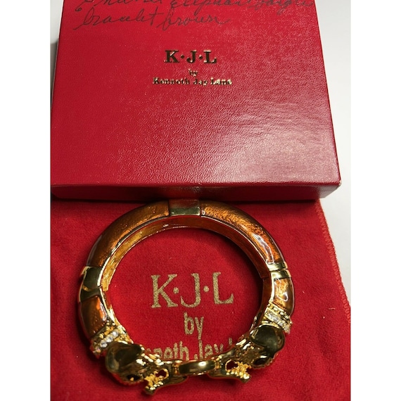 Kenneth Jay Lane signed elephant clamper bracelet - image 5