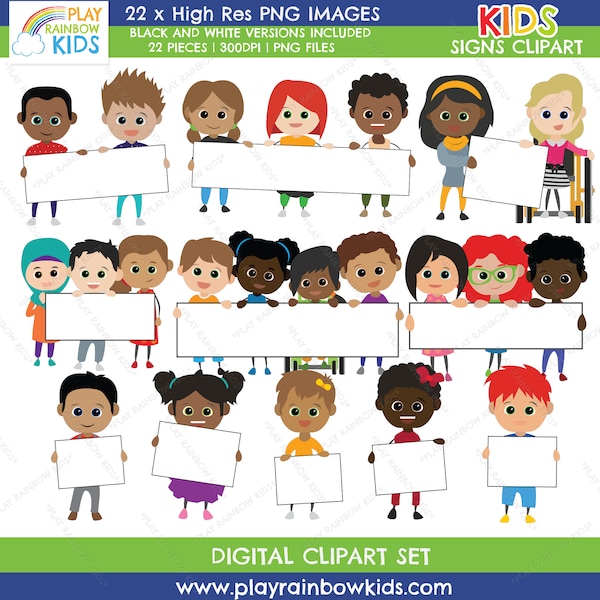 Kids Diversity Signs Clipart. Kids on Wheelchair, Disability clipart, classroom decor, scrapbooking, cards, invitations etc - Commercial Use