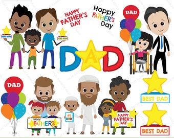 Father's Day Clipart Set for Dads, Father's Day cards, Inclusion and Diversity, Father's Day printable, Gift for Dads, Kids Crafts