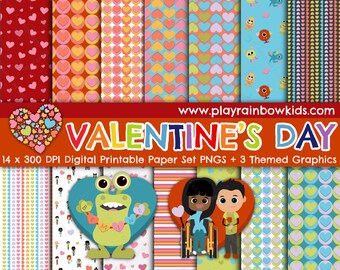 Carta digitale di San Valentino, Clipart di San Valentino, Clipart Classroom, Risorse didattiche - Uso commerciale