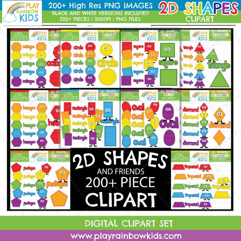 2d Shapes Clipart Geometric Clipart Cute Clipart Teacher Etsy Norway
