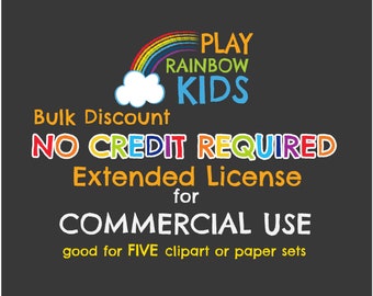 No Credit Required Commercial License, Good for 5 (Five) Sets, Bulk Discount - Play Rainbow Kids