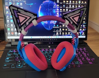 Orelhas de gato Cyberpunk futuristas para fones de ouvido para jogos