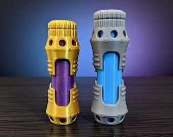 Recipiente para guardar ampolas de energia de ficção científica | Acessório para poções de cosplay | Impresso em 3D | Caixa para dados de RPG