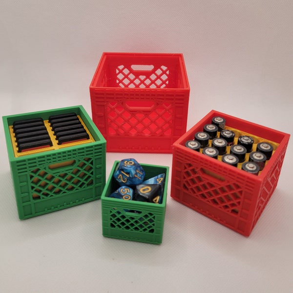 Mini Milk Crate 3d Printed Storage Box Nintendo Switch Game Cartridge Holder Battery Organizer Desk Office Supplies Doll Toys Accessories