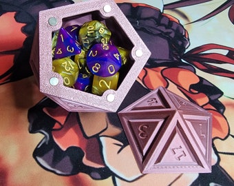 Caixa magnética para dados D20 impressa em 3D: armazenamento para jogos de mesa