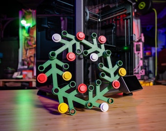 Guirlanda de Natal impressa em 3D, decoração nostálgica com blocos de montar.