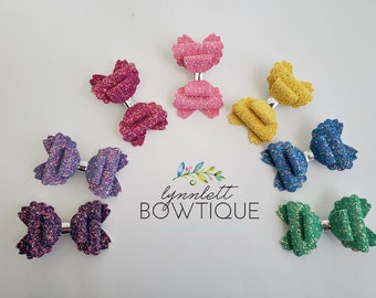 YOU CHOOSE colorful chunky glitter hair bows, 4 inch Pink, Purple, Yellow, Blue, Green hair bows, Purple Hair Bow, Birthday bow