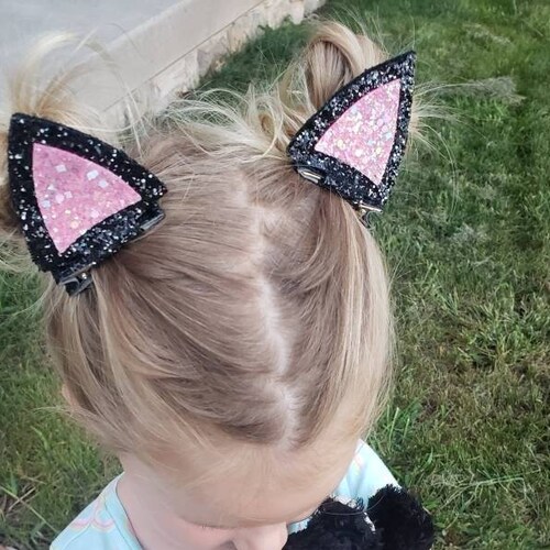 Set of Cat Ear Hair Clips Black Cat Hair Clips Cat Ears Hair Etsy