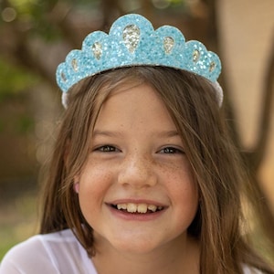 Blue Princess tiara, Birthday crown, Girls glitter Crown, Dress up Crown, Girl&#39;s Pageant Crown, Comfortable tiara