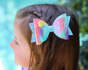 Mermaid Hair Bow, Summer Hair bow, Bright colors hair bow, Ocean themed hair bow