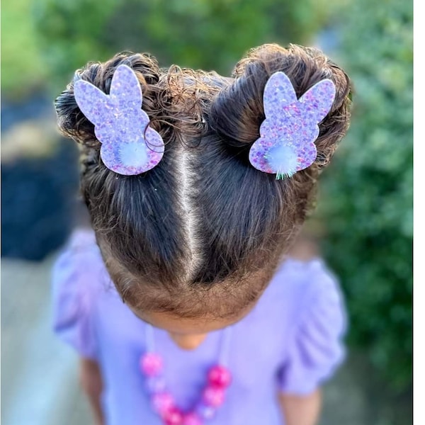 Bunny hair clips, Easter hair bows, Bunny Hair Bow, Easter Basket gift girls