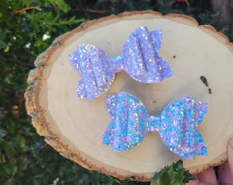 Pastel Glitter Bow, Purple glitter bow, blue pink glitter bow, Spring Hair Bow, Pastel Bows, Glitter Bows, Easter Hair Bows