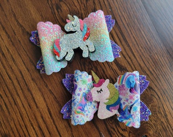 Unicorn hair bow, Unicorn feltie bow, Unicorn Birthday bow, Unicorn Feltie Hair Bow, Rainbow hair bow