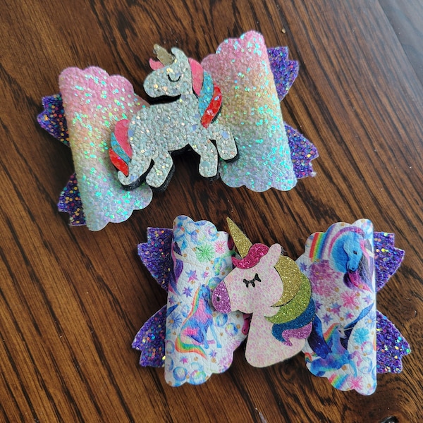 Unicorn hair bow, Unicorn feltie bow, Unicorn Birthday bow, Unicorn Feltie Hair Bow, Rainbow hair bow