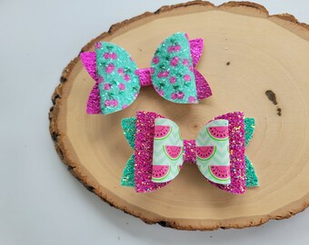 Watermelon bow, Cherry bow, Fruit bow, Summer hair bow