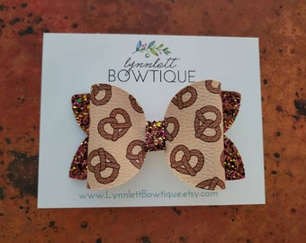 Food hair bows, Pizza Hair Bow, Pretzel Hair bow, Food theme hair bow, Pretzel Hair Clip, Pizza hair clip