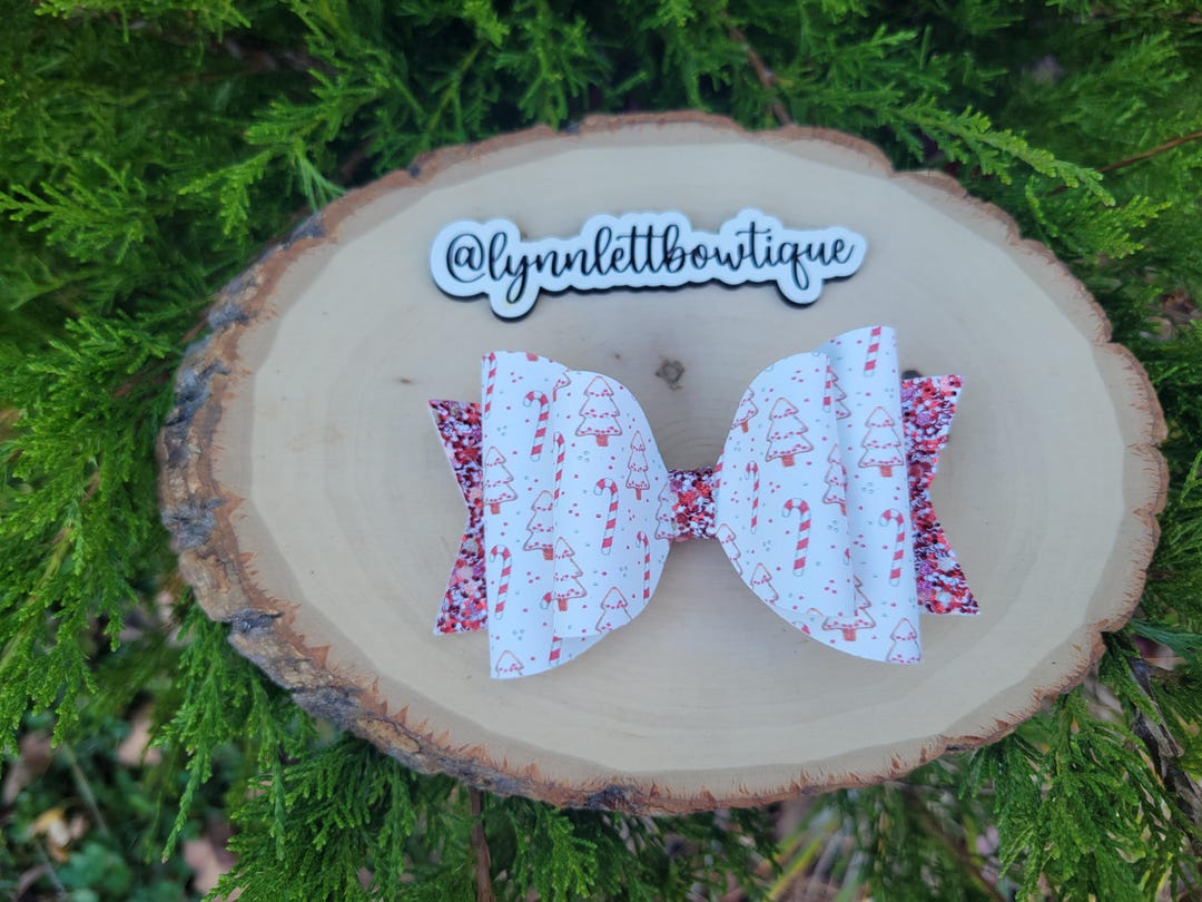 Christmas Tree Hair Bow, Candy Cane Hair Bow, Christmas Themed Hair Bow ...