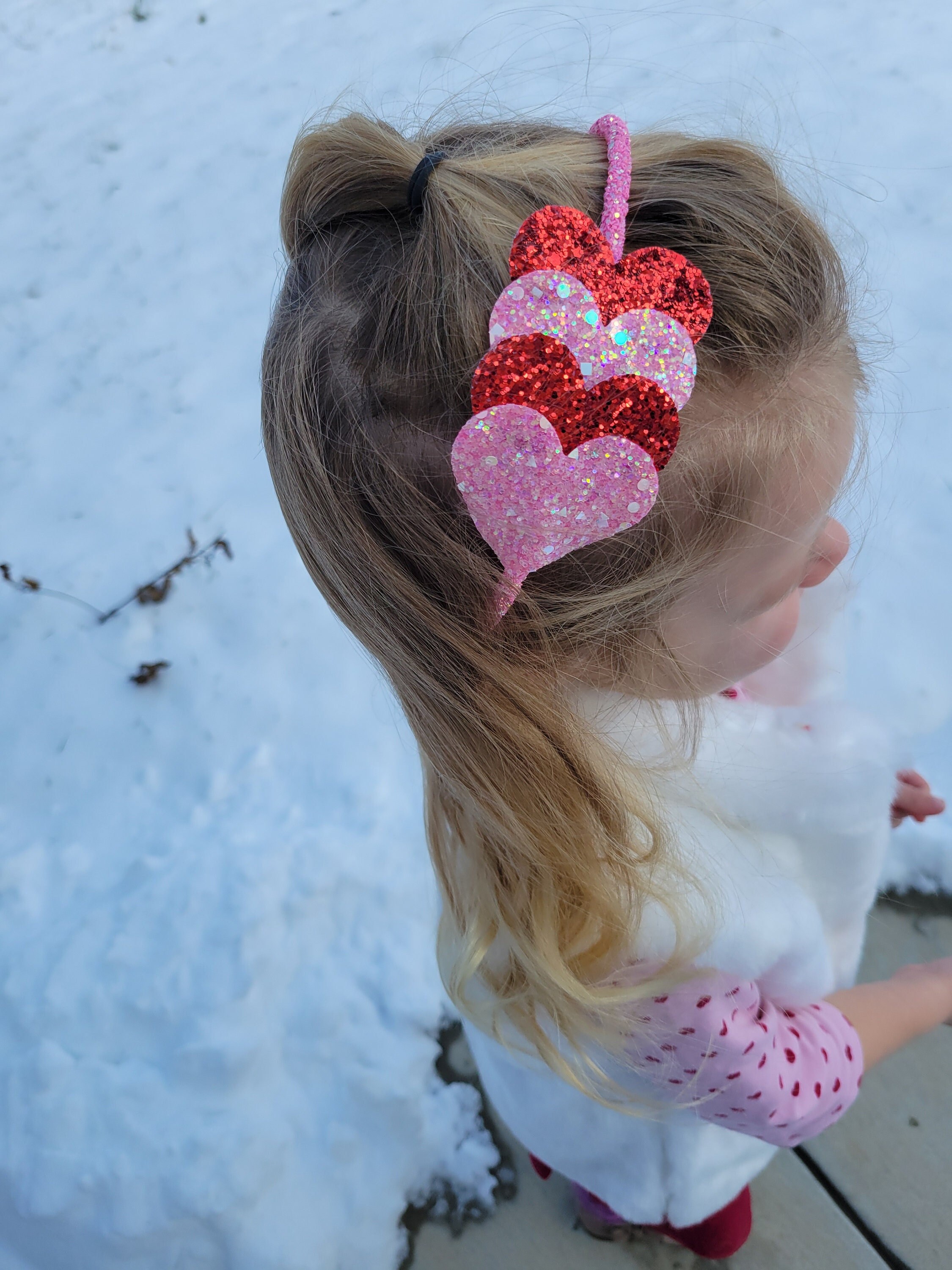 Pink Tweed Headband with Heart Charms Twine and Love | Candy Hearts Knot Headband | Valentine main image 2