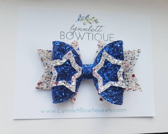 Star shaped hair bow, Americana hair bow, 4th of July hair bow