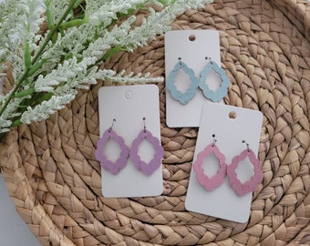 Pastel cork earrings, Cork Earrings, Pastel Pink earrings, Pastel Purple Earrings, Pastel blue Earrings, Spring Earrings, Easter Earrings