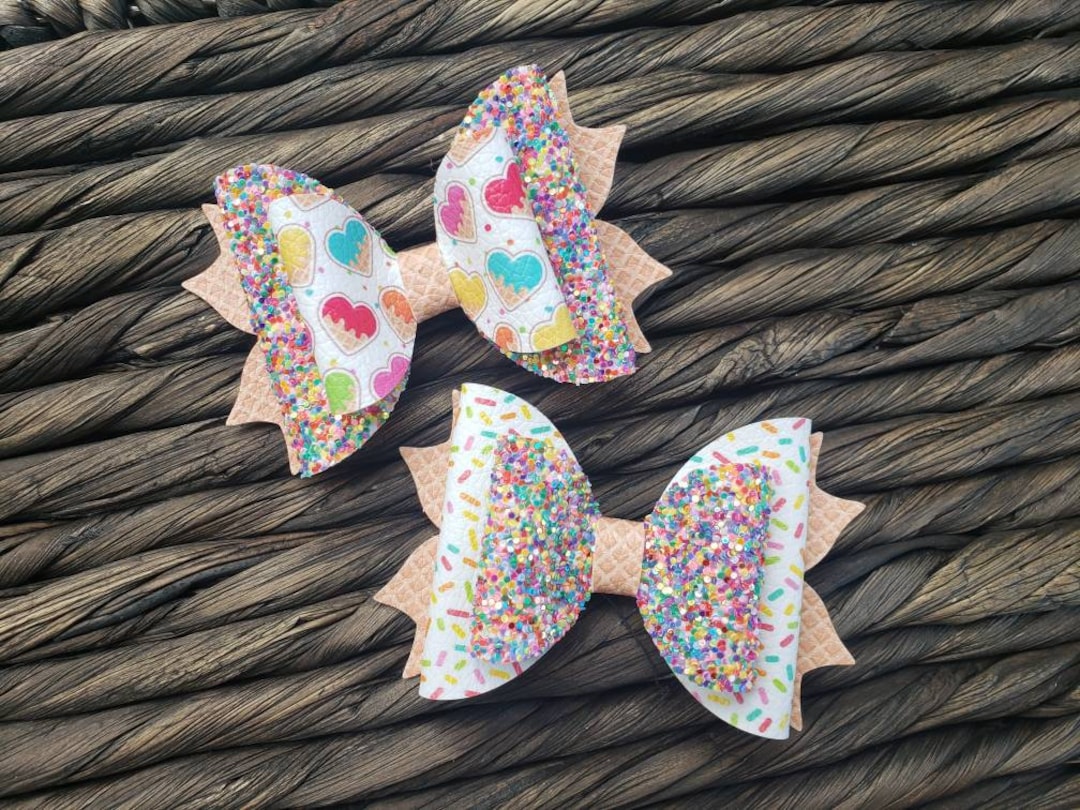 You Choose Ice Cream Hair Bow, Ice Cream Bow, Birthday Hair Bow, Cute