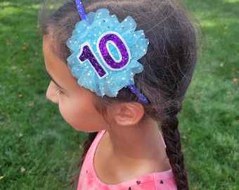 Lazo para el pelo de cumpleaños personalizado, diadema de cumpleaños con número personalizado, lazo para el primer cumpleaños, lazo para el décimo cumpleaños, diadema para el 50 cumpleaños