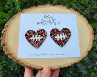 Football Heart Hair Clip, Pigtail Bow