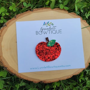 Apple hair clip, Fall hair bow, School hair bow, Apple picking hair accessory, Bow for girls, Unique hair clips, Custom hair bows