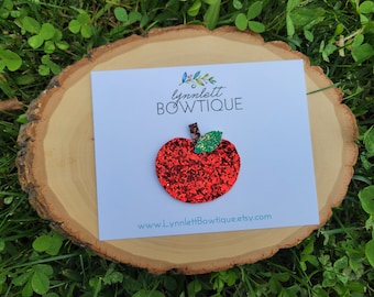 Apple hair clip, Fall hair bow, School hair bow, Apple picking hair accessory, Bow for girls, Unique hair clips, Custom hair bows