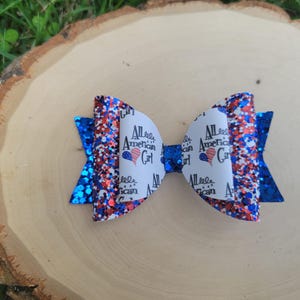 4th of July hair bow, independence day bow, Patriotic hair bow