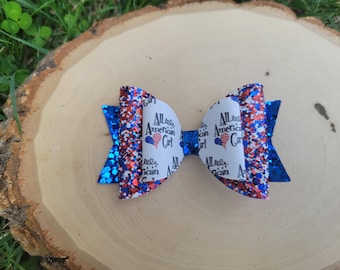 4th of July hair bow, independence day bow, Patriotic hair bow
