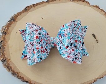 Patriotic hair bow, 4th of july hair bow, Independence Day Bow, Red White & Blue Hair Bow, Glitter Hair Bow, Holiday hair bow