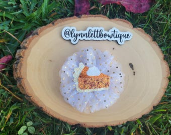 Pumpkin pie puff, Pumpkin pie headband, Thanksgiving headband, Thanksgiving hair bow, Pumpkin Pie hair clip, Cute Fall hair accessory