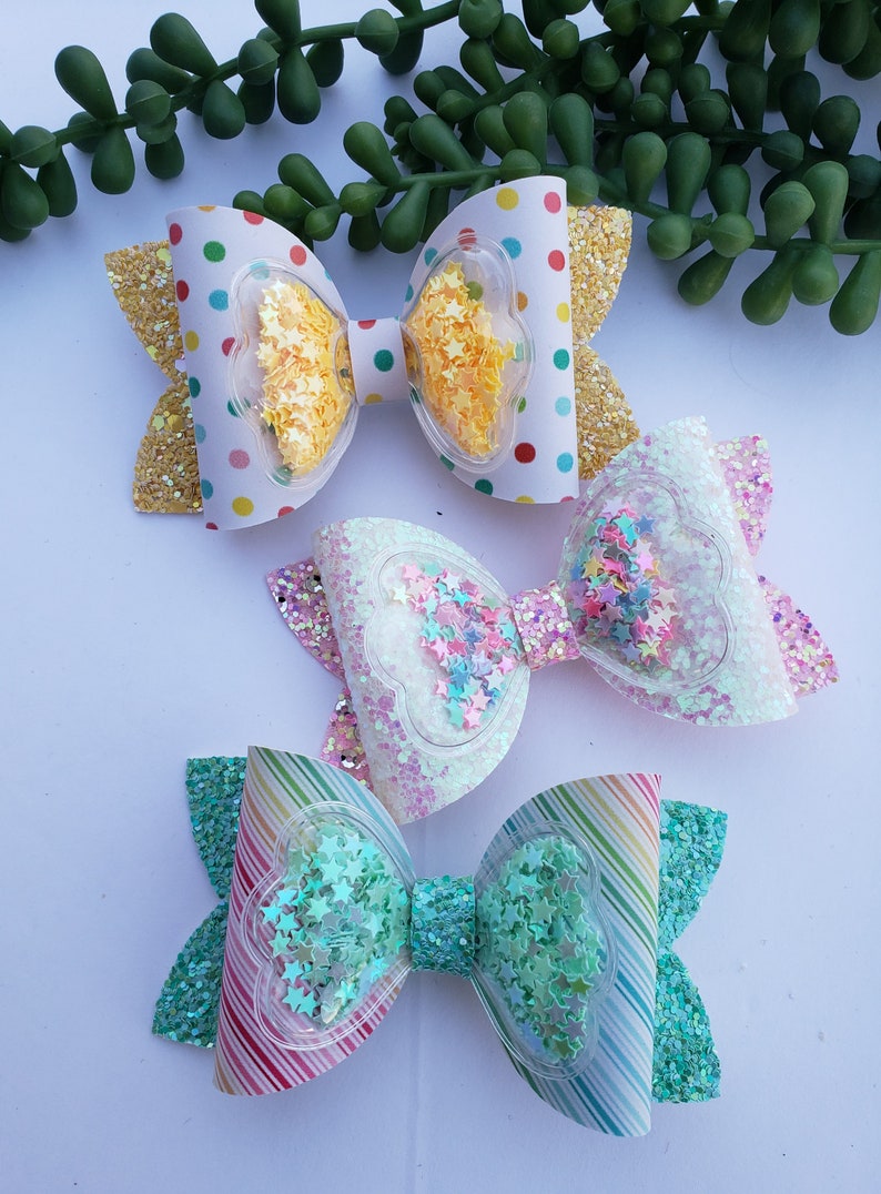 Shaker Glitter Bows Multi Color Shaker Hair Bow Pink and Etsy