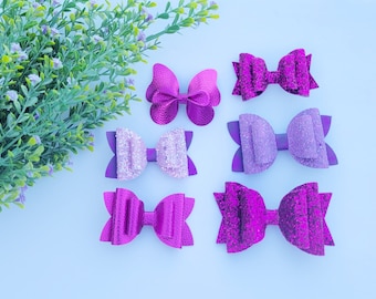 Purple bows for Craniosynostosis, purple glitter bows, Purple Butterfly bows, Purple Hair Bows, Purple Hair clip, Bows for Girls