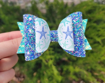 Star fish hair bow, Beach hair bow, Summer hair bow, Ocean Hair Bow