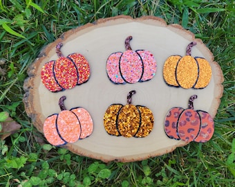 Fall Pumpkin Hair Clip, Glitter Pumpkin Bow