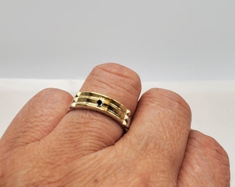 Atlante Ring Silver.950 & 18k,Handcrafted Antlante, Peruvian gifts, 5mm  width  Especial for gifts.