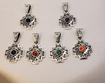 Silver .950 Inca Chakana Cross Pendants: Peruvian Trilogy Design. Handcrafted Peruvian Jewelry.