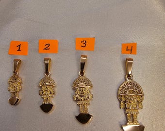 Colgante Tumi de oro de 18 quilates hecho a mano: diseño inca peruano